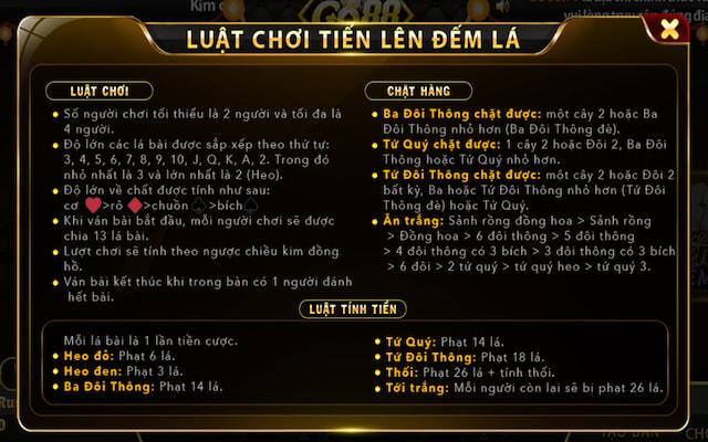 Luật chơi tiến lên đếm lá Go88