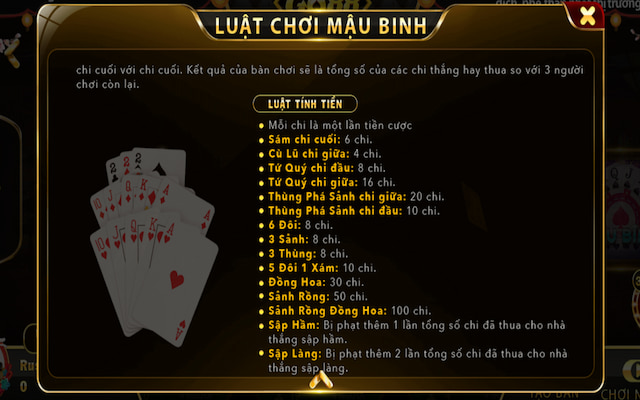 Luật tính tiền Mậu Binh Go88