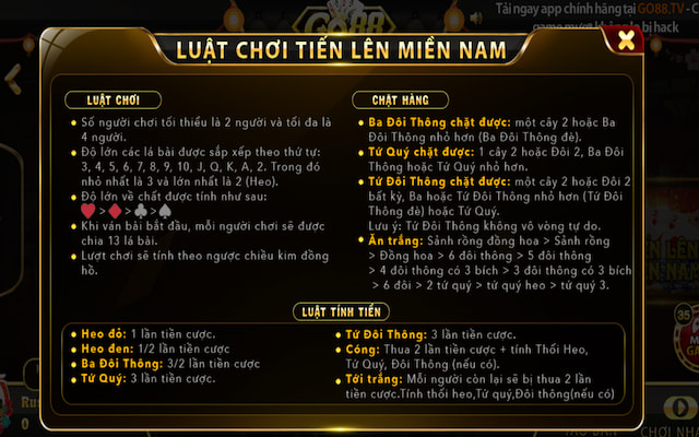 Thuật ngữ cần nhớ trong Tiến lên miền Nam Go88