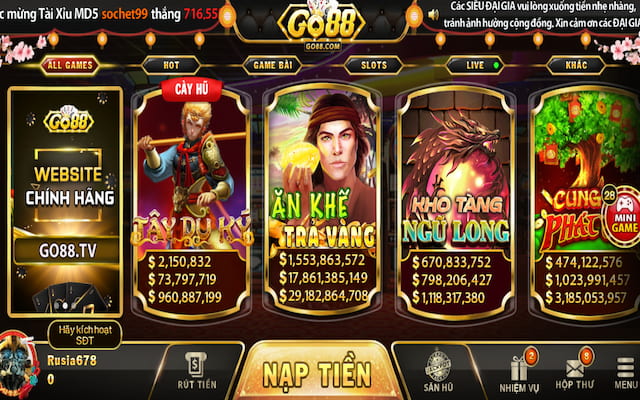 Chọn game ăn khế trả vàng trên màn hình chính go88